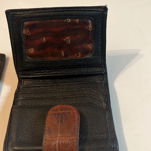 BRIGHTON VINTAGE BI-FOLD WALLET BLACK/BROWN TRIM & MONEY CLIP - Picture 5 of 8